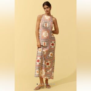 Anthro Tie Neck Column Midi Dress